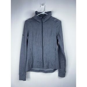 Jo & Jax Gray Zip Up Jacket Hooded Drawstring Dance Athleisure Pockets XS Adult